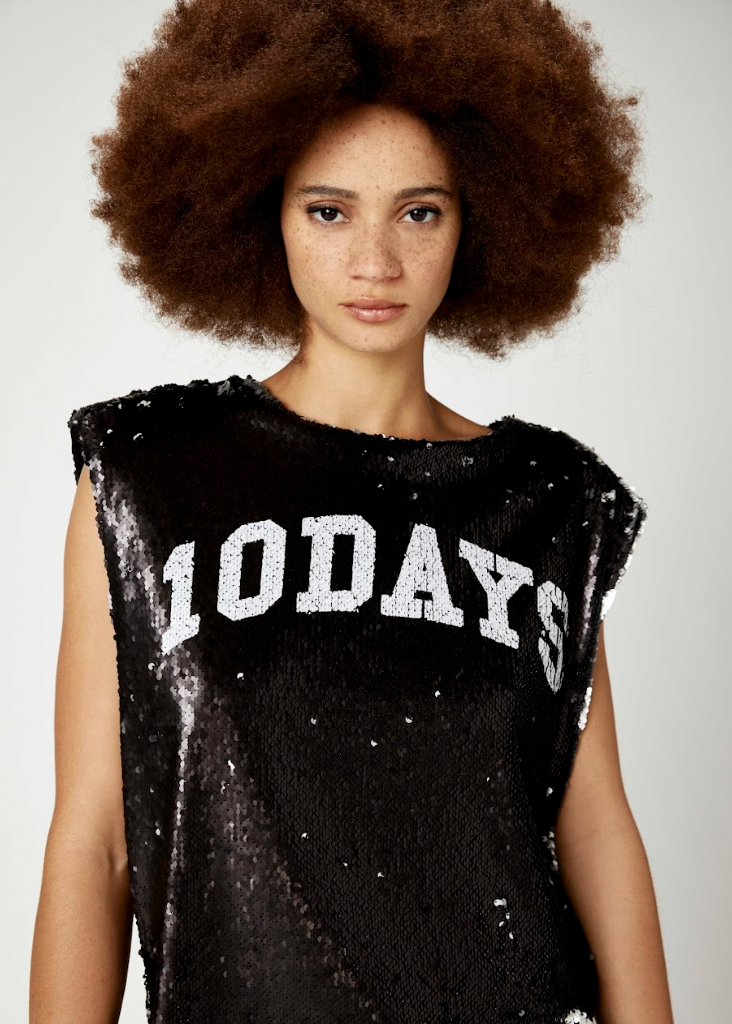 Padded Top Sequins, Black 10 Days Amsterdam