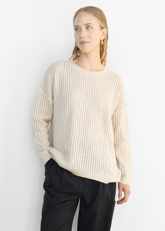 Pullover Justine Cashmere,Oatmeal With Black