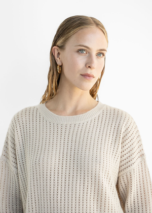 Pullover Justine Cashmere,Oatmeal With Black