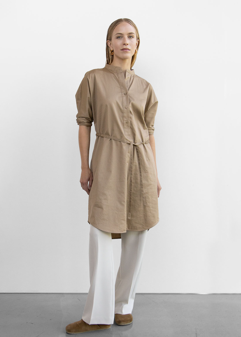 Tunic Dress Kristy, Desert Taupe With Black