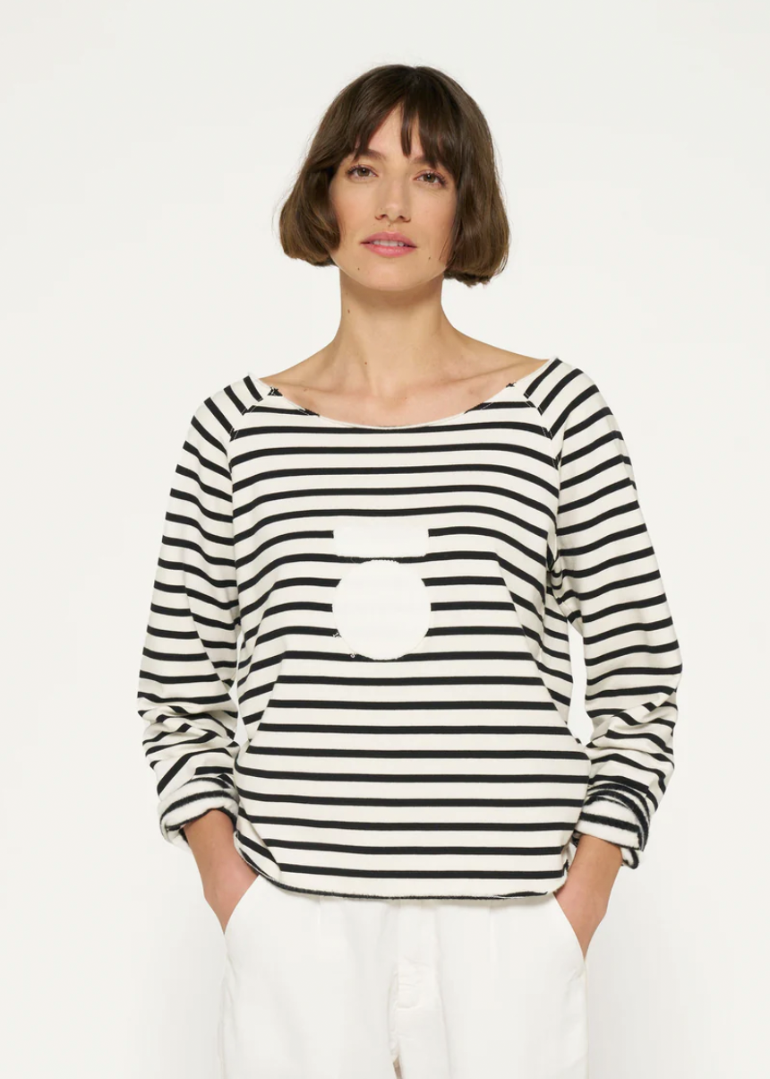 Cropped Icon Sweater Stripes, Ecru/Black 10 Days Amsterdam
