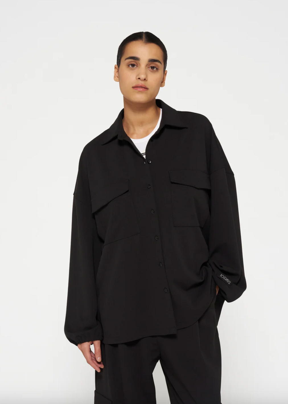 Overshirt Crepe, Black 10 Days Amsterdam